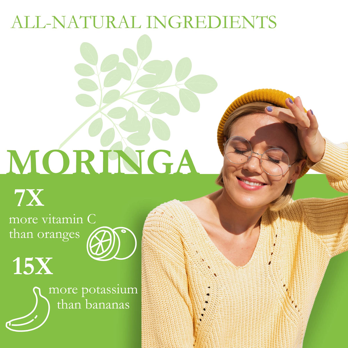 Capsules de Moringa Bio Simple Life Nutrition sur fond blanc