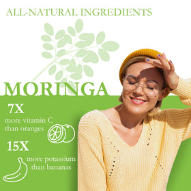 Capsules de Moringa Bio Simple Life Nutrition sur fond blanc