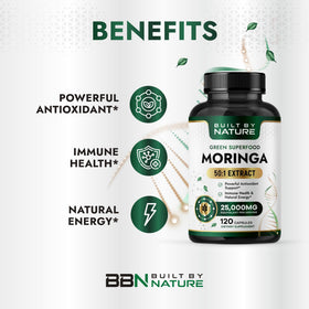 Capsules de Moringa Built by Nature sur une table