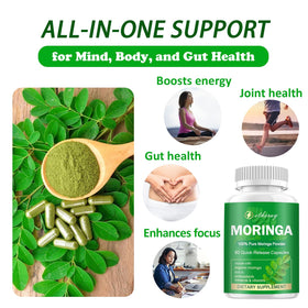 Capsules de Moringa etheray montrant la taille des gélules