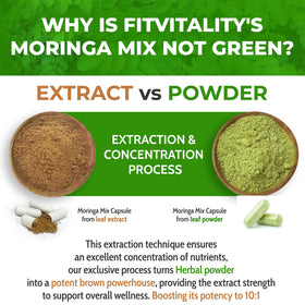 Capsules de Moringa FitVitality sur une table en bois