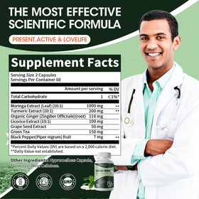 Capsules de Moringa GREENPEOPLE avec un verre d'eau