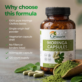 Capsules de moringa Grenera prêtes à être prises