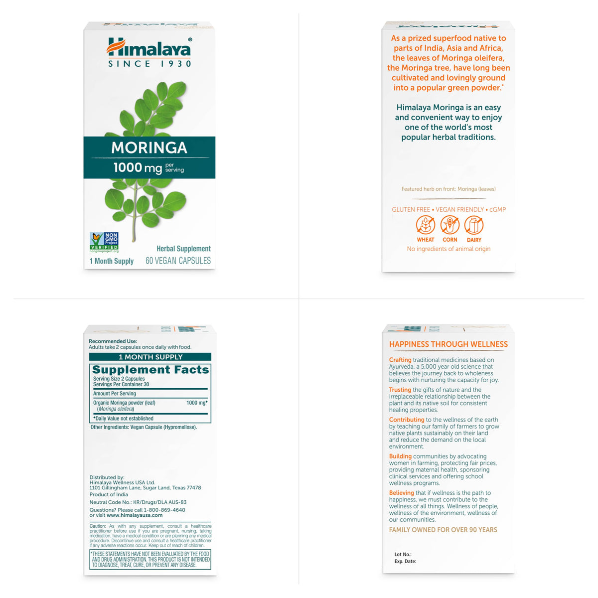 Capsules de Moringa Himalaya ouvertes montrant la taille de la gélule