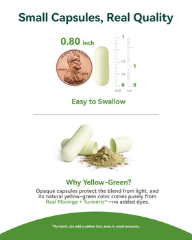 Capsules de Moringa Inner Brightness sur fond blanc