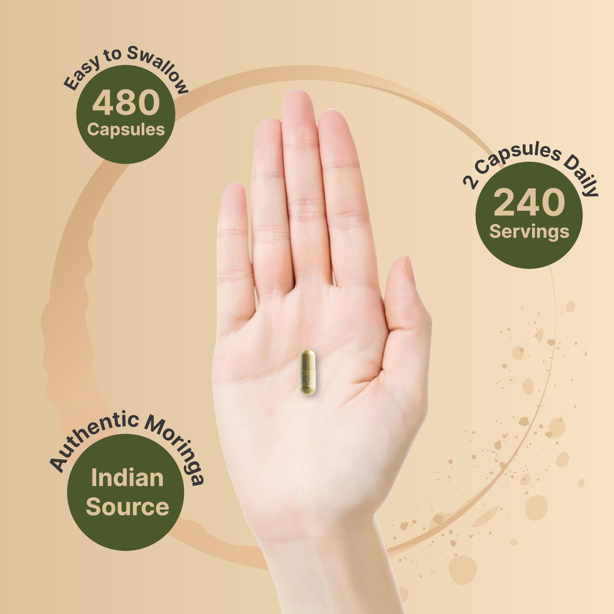 Capsules de Moringa NatureBell sur une table en bois