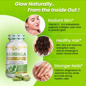 Capsules de Moringa Organic Veda dans un bol