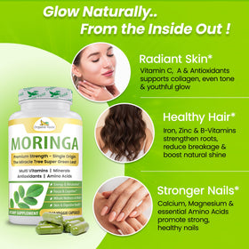 Capsules de Moringa Organic Veda dans un environnement naturel