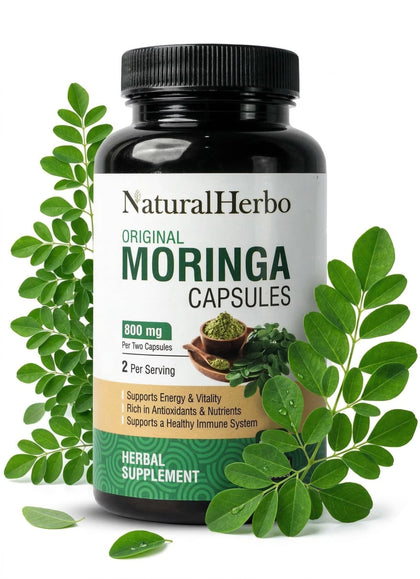 Capsules de Moringa Pur 800mg NaturalHerbo vue de face