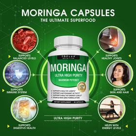 Capsules de Moringa Toplux sur une table