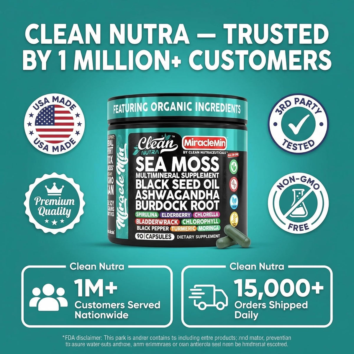 Capsules de mousse de mer bio dans un environnement naturel
