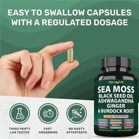 Capsules de mousse de mer bio dans un verre transparent