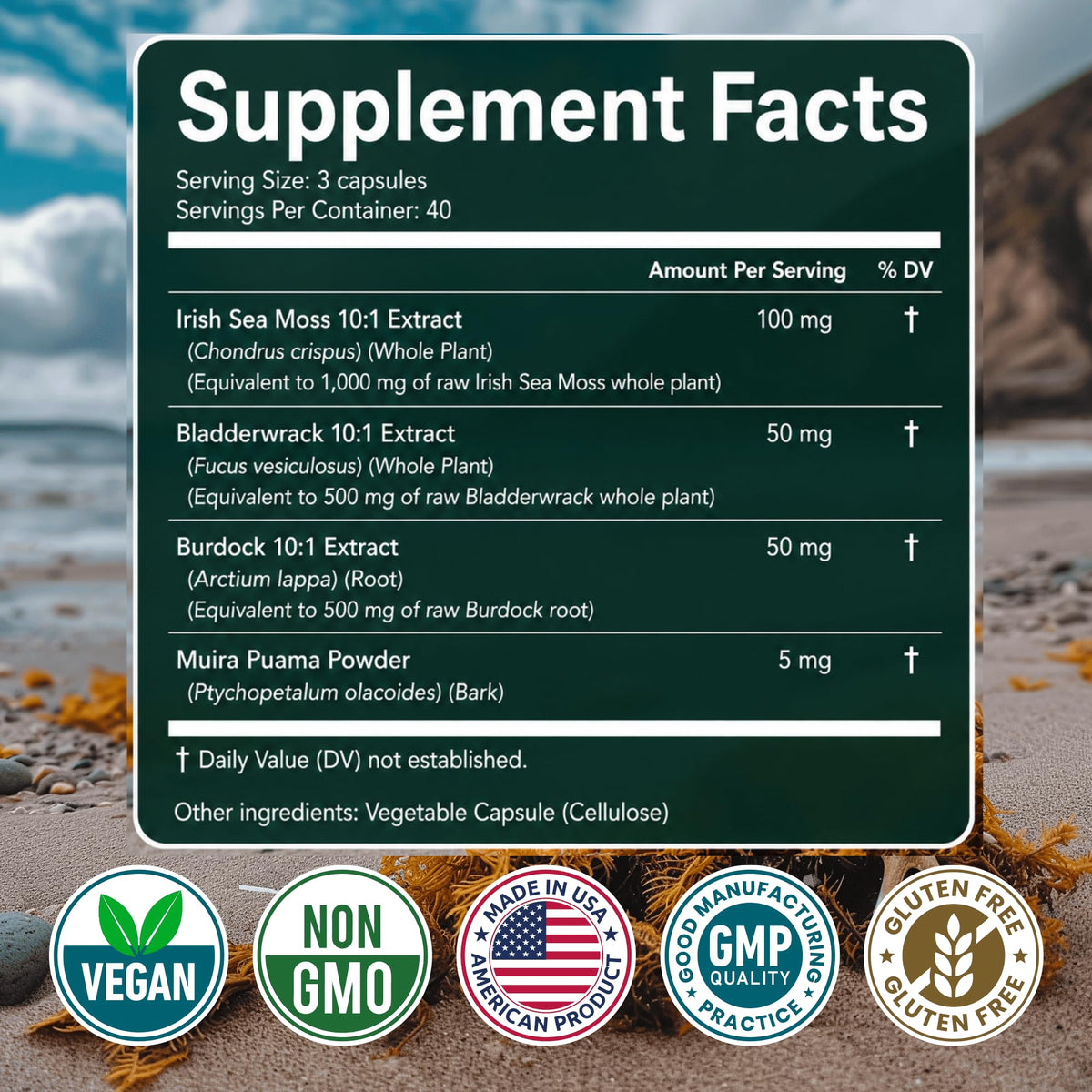 Capsules de Mousse de Mer Secret Element sur un fond neutre