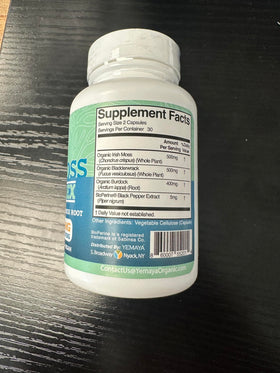 Capsules de mousse de mer YEMAYA sur un fond blanc
