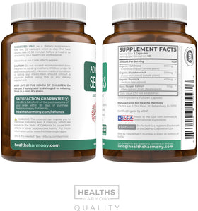 Capsules de mousse irlandaise bio Healths Harmony avec racine de bardane