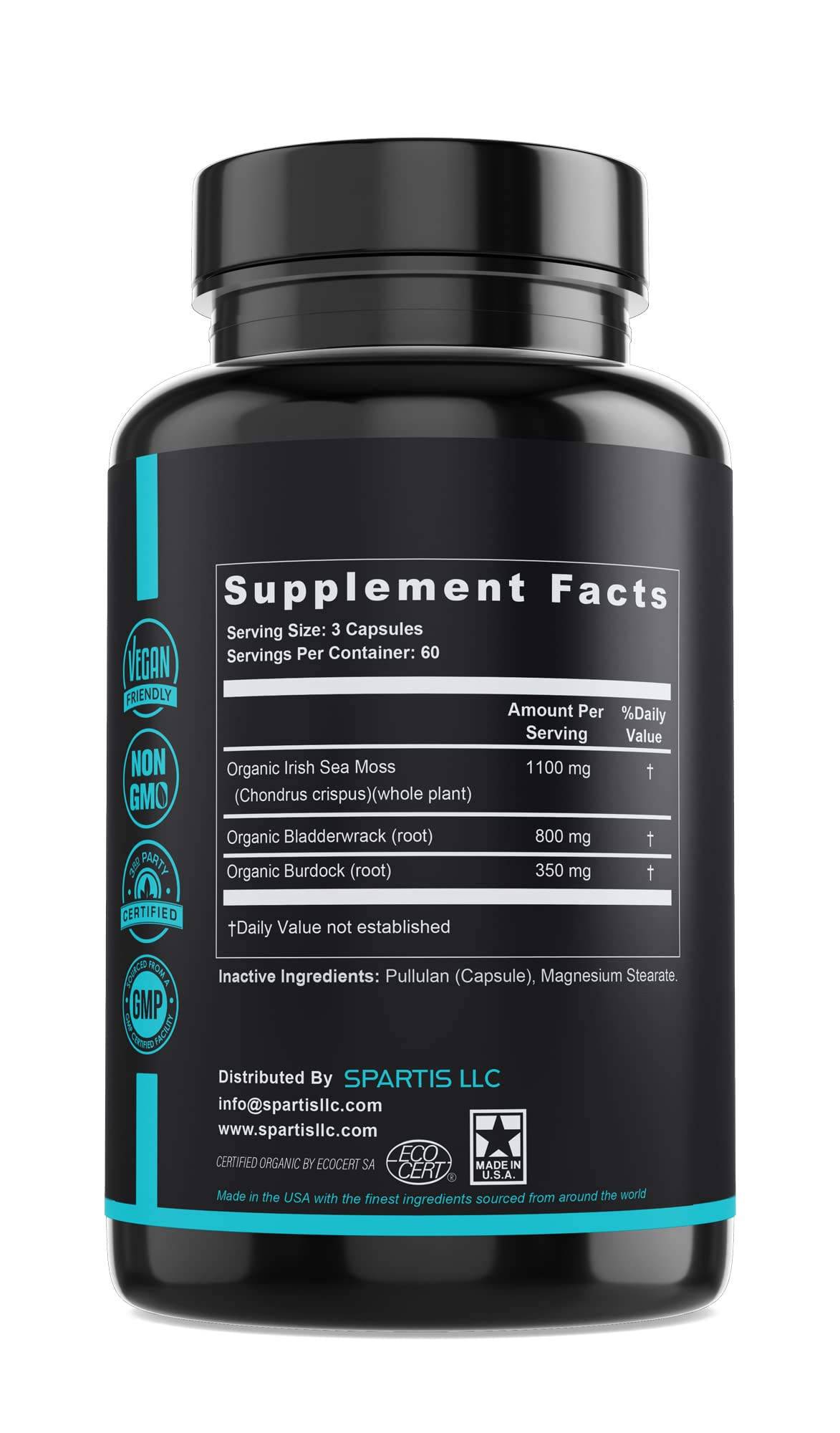 Capsules de mousse maritime bio SPARTIS avec dosage de 2250mg