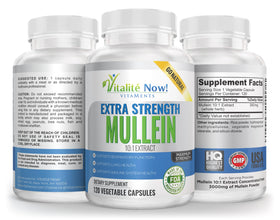 Capsules de Mullein Vitalité Now! sur une table