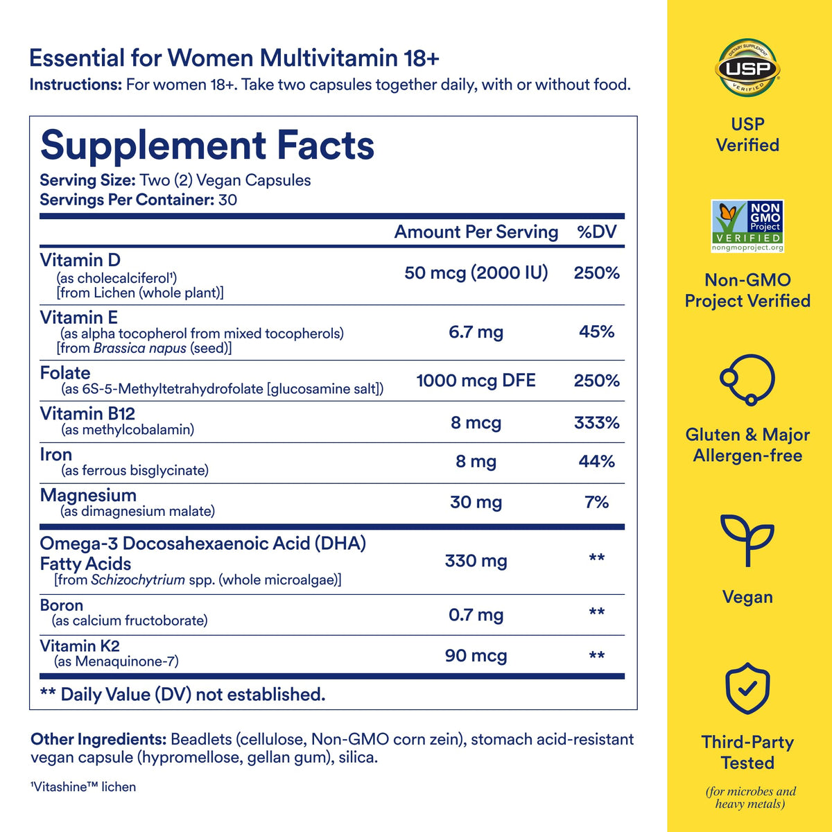Capsules de multivitamine Ritual 18+ Femme sur une surface blanche