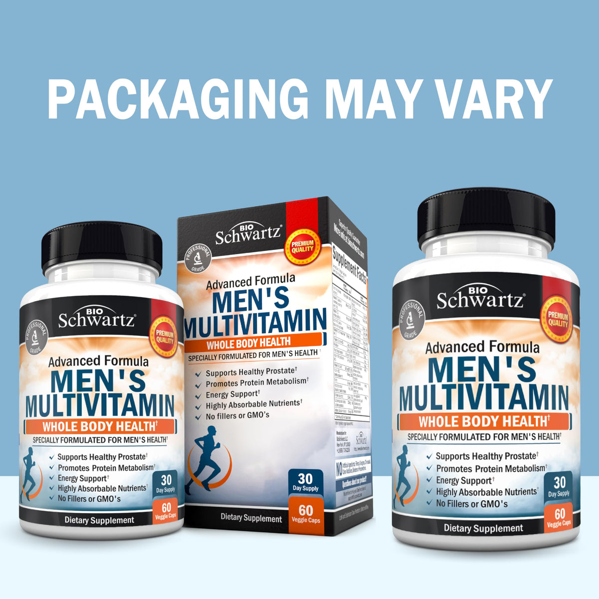 Capsules de multivitamines BioSchwartz pour hommes en gros plan