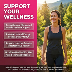 Capsules de multivitamines methylées pour femmes, vue de près