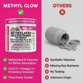 Capsules de multivitamines methylées sur un fond blanc