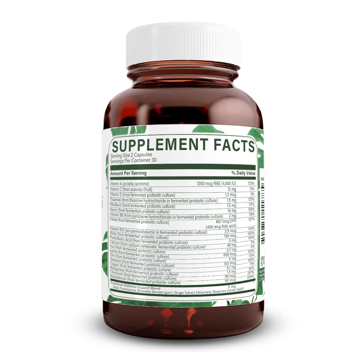 Capsules de multivitamines Natural Nutra sur une surface blanche