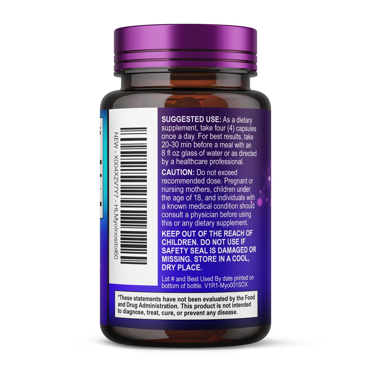 Capsules de Myo-Inositol 2000mg sur une table en bois