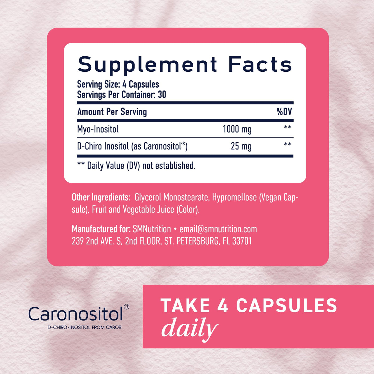 Capsules de Myo-Inositol & D-Chiro Inositol dans une main