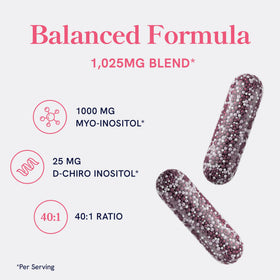 Capsules de Myo-Inositol & D-Chiro Inositol de SMNutrition sur une surface blanche