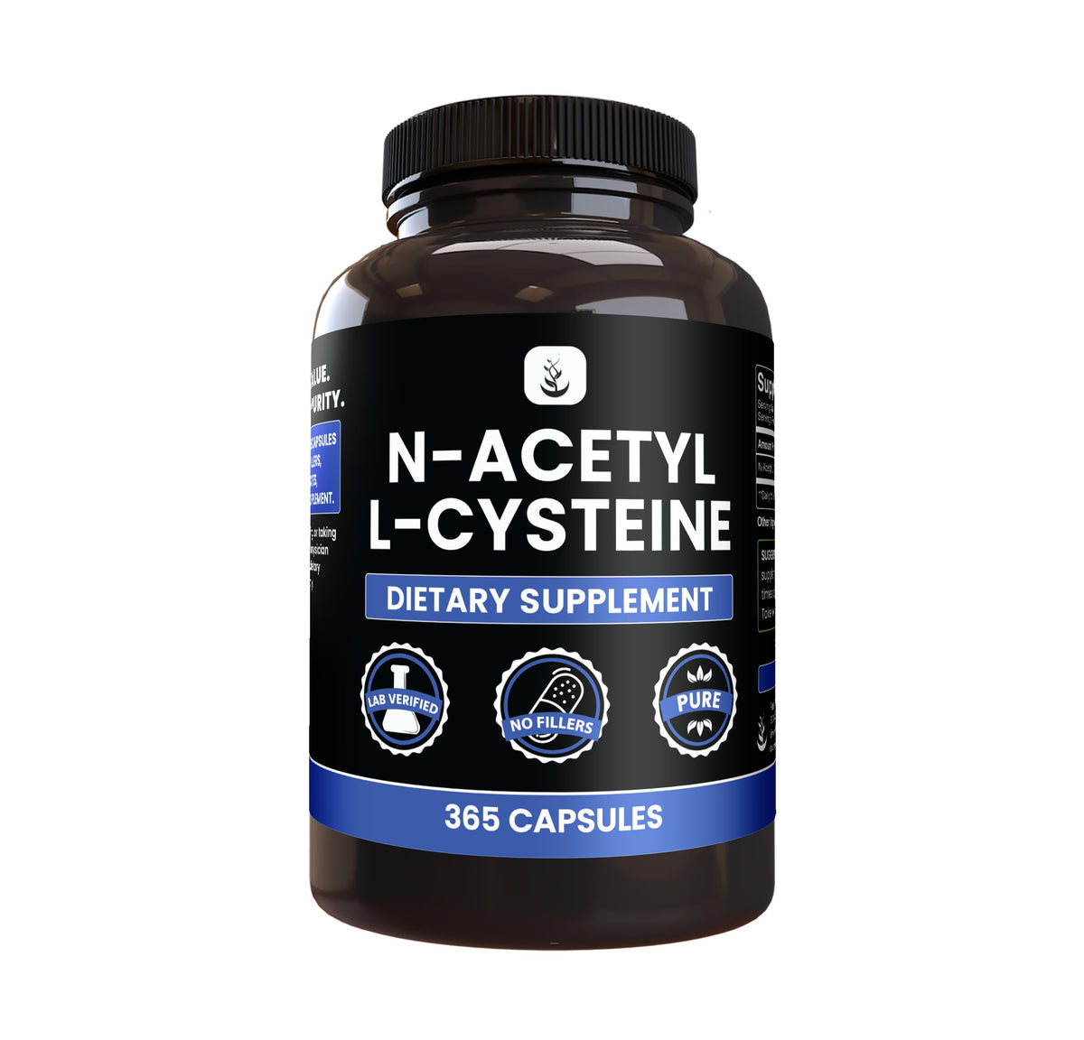Capsules de N-Acetyl L-Cystéine PURE ORIGINAL INGREDIENTS front view