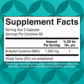 Capsules de NAC N-Acetyl Cystéine de MARYRUTH'S dans leur emballage
