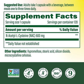 Capsules de NAC N-Acétylcystéine de MegaFood sur une table