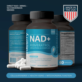 Capsules de NAD+ Redberry Organics sur fond blanc