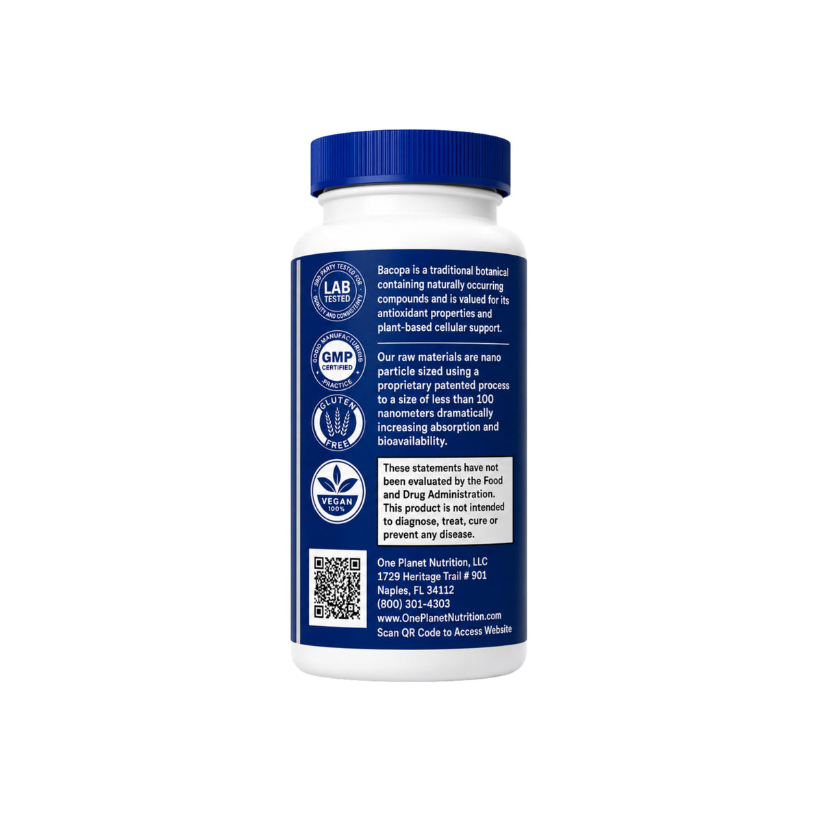 Capsules de Nano Bacopa 250 mg, vue de côté