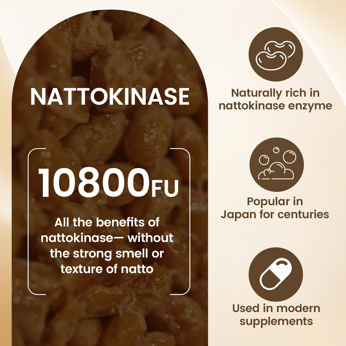 Capsules de Nattokinase 10 800 FU zdiwond sur fond blanc