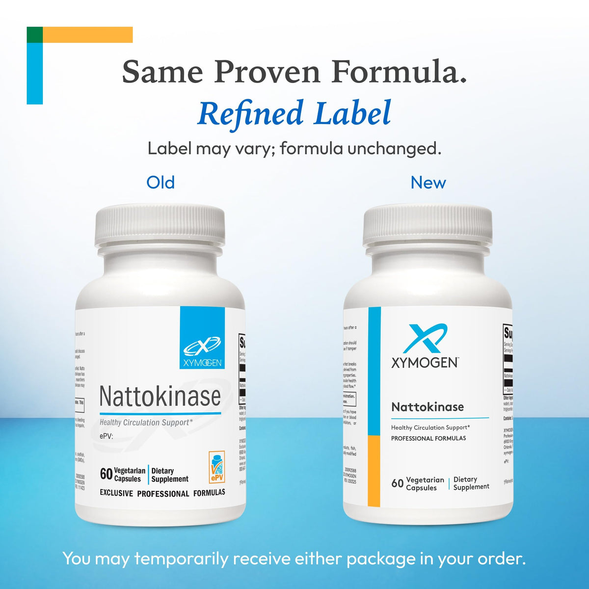 Capsules de Nattokinase XYMOGEN sur fond blanc