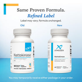 Capsules de Nattokinase XYMOGEN sur fond blanc