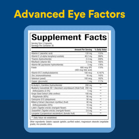Capsules de Natural Factors Advanced Eye Factors sur une table