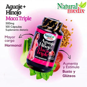 Capsules de Natural medix Aguaje Hinojo Maca sur une table
