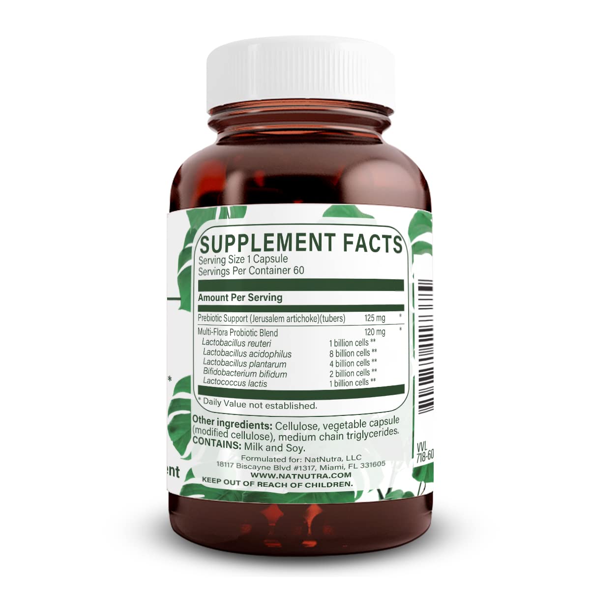 Capsules de Natural Nutra Probiotique sur fond neutre