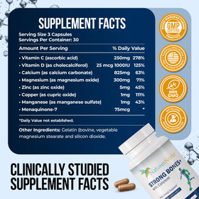 Capsules de Nature's Nectar Compléments Alimentaires pour Os sur fond blanc