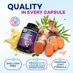 Capsules de Nature's Peak Complex de Glucosamine Chondroïtine 2100mg sur une table