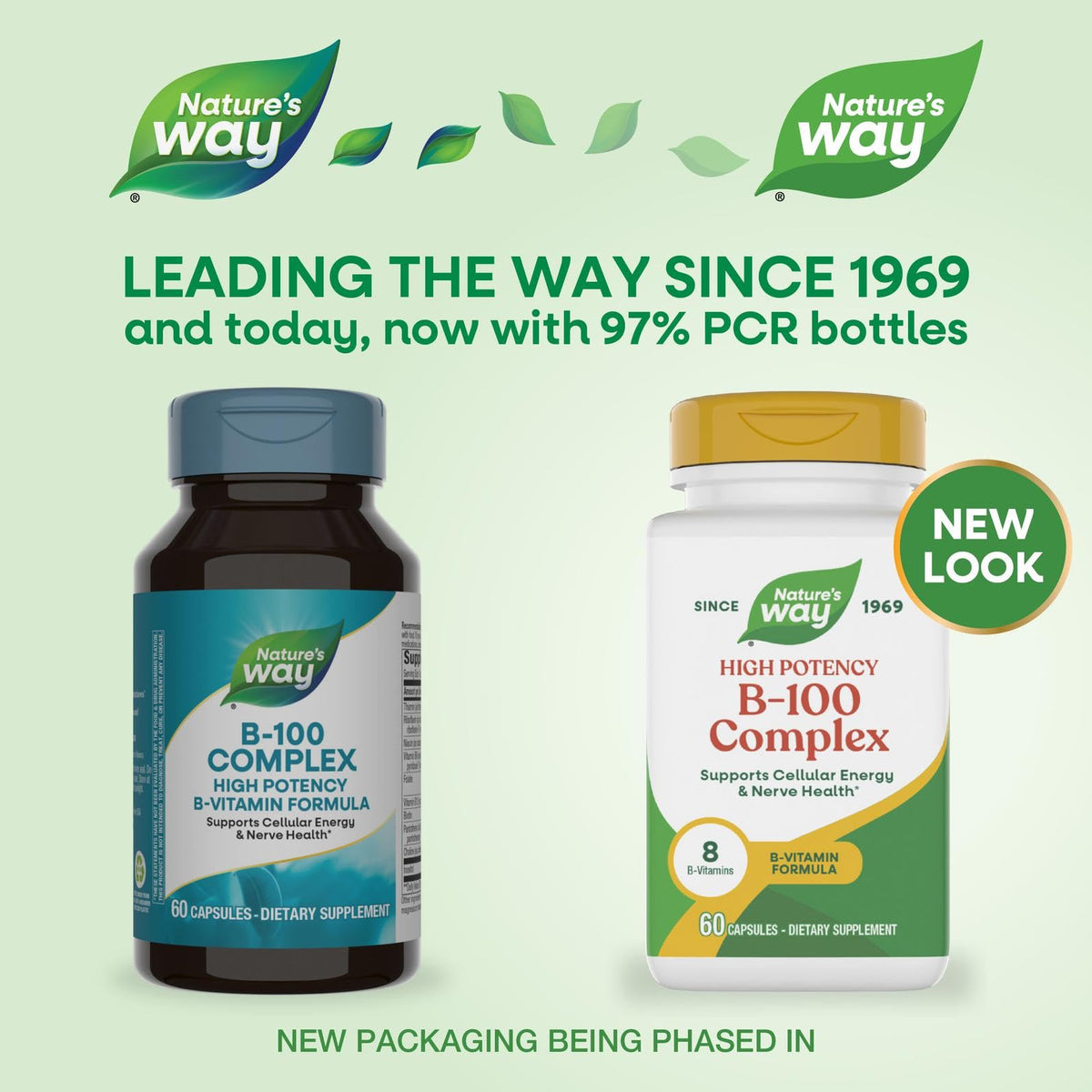 Capsules de Nature's Way Complexe de Vitamines B-100 sur une surface blanche