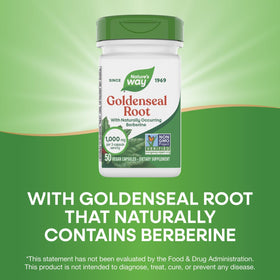 Capsules de Nature's Way Racine de Goldenseal sur fond blanc