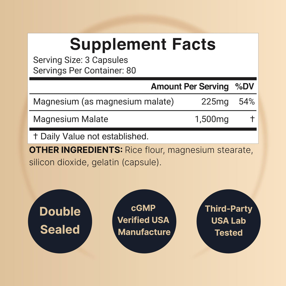 Capsules de NatureBell Magnésium Malate 1500mg sur un fond blanc