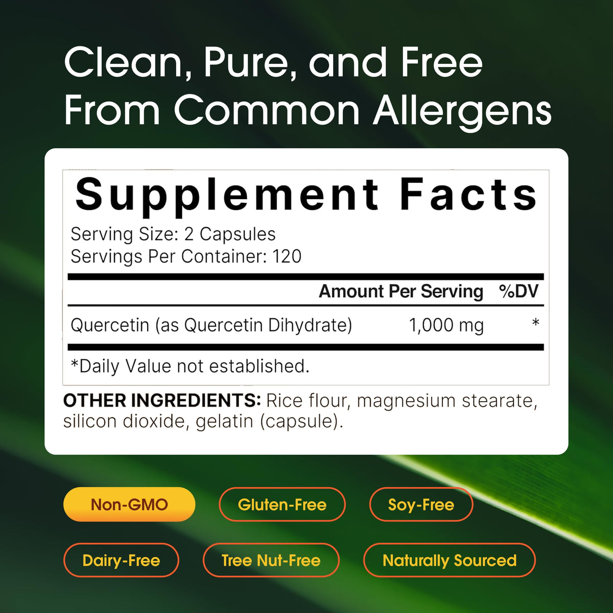Capsules de NatureBell Quercetin 1 000 mg sur une surface