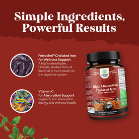 Capsules de Natures Craft Fer Bisglycinate sur une surface blanche