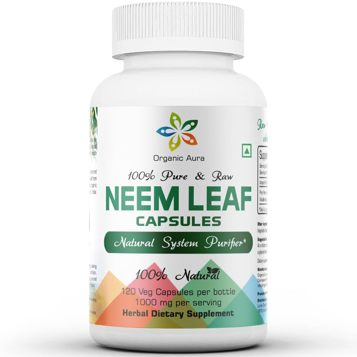 Capsules de Neem Organic Aura 100g vue de face