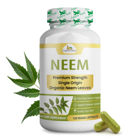 Capsules de neem Organic Veda en bouteille vue de face