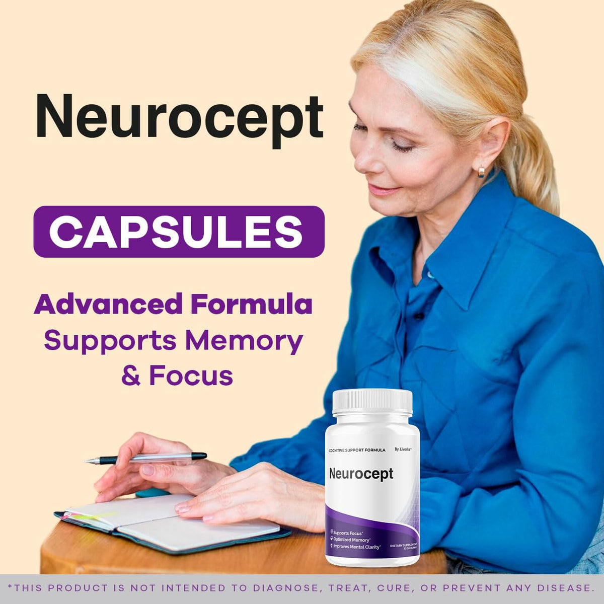Capsules de Neurocept sur une surface blanche